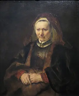 Drucke von Porträt einer alten Frau in einem Pelzumhang, 1653 Rembrandt Drucke: Portrait einer alten Frau in einem Pelzumhang