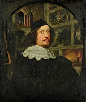 Drucke von Ein Künstler, umgeben von den Zeichen seiner Kunst Anthony Van Dyck Drucke: Ein Porträt eines Malers, 1640