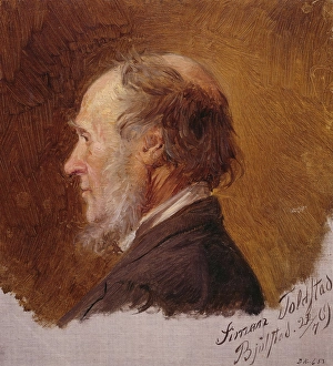 Romantic Era Portraits Drucke: Portrait of Simon Toldstad. Study, 1869. Creator: Adolph Tidemand