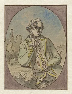 Oval Framed Portraits Drucke: Portrait of unknown man, in oval frame, c.1752-c.1819. Creator: Juriaan Andriessen