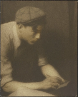 American Art Photography Drucke: Portrait of a Young Man Writing a Note, 1907-1924. Creator: Louis Fleckenstein