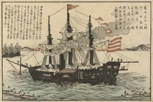 Japanese Historical Artwork Drucke: The Powhatan, c. 1854. Creator: Unknown
