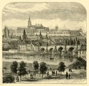 Monochrome Cityscape Photography Drucke: Prague, 1881. Creator: Unknown