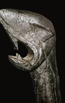 Mythische Biester Drucke: Vorgängiger Wikingerkopf eines Meerwesens, wahrscheinlich aus dem Bug einer Schiff