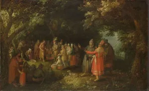 New Testament Biblical Scene Drucke: The Preaching of St John the Baptist, c.1610. Creator: David Vinckboons