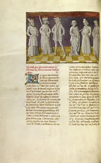 Medieval French Illuminated Manuscripts Drucke: The Six Predecessors of Julius Caesar; Miroir Historial, about 1475. Creator: Unknown