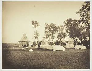 Vorbereitung des Kaisertisches, Camp de Chalons, 1857. Schöpfer: Gustave Le Gray