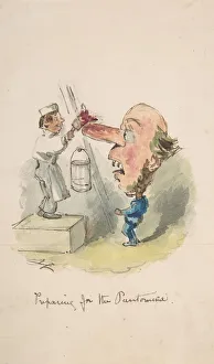 British Watercolour Artist Drucke: Preparing for the Pantomime, 1836-64. Creator: John Leech