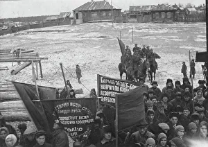 Russian Communist History Drucke: Preparing for the rally, 1927. Creator: Unknown