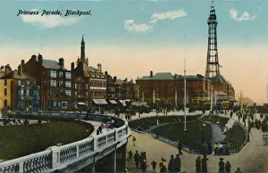 Blackpool Seaside Resort Drucke: Princess Parade, Blackpool, c1915