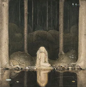 Königin Tuvstarr sitzt immer noch dort rücksinnig in den Wasser schauend, 1913. Künstler: Bauer, Johann (1882-1918)