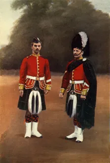 British Army Uniform Drucke: Private and Corporal of the Gordon Highlanders, 1900. Creator: Gregory & Co