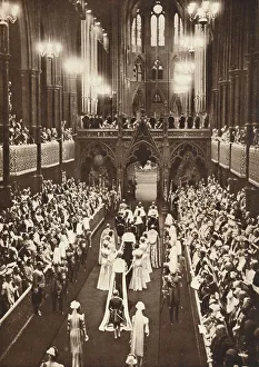 Queen Elizabeth Coronation Drucke: The Procession Into The Abbey, 1937