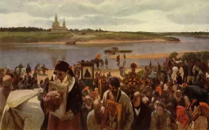 Russian Orthodox Icons Drucke: The Procession of the Cross, 1893, (1965). Creator: Illarion Pryanishnikov