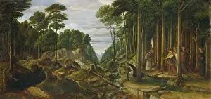 Nazarene Movement Art Drucke: Procession of Pilgrims in the Forest, 1814. Creator: Ferdinand Olivier