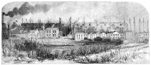 Fortschritt der Großen Schiffe, Bauwerk an Millwall, für die Eastern Steam Navigation Company, 1856. Ersteller: Unbekannt.