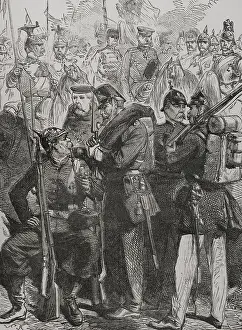 Black And White Military Images Drucke: Prussian army uniforms in 1870. Creator: Unknown