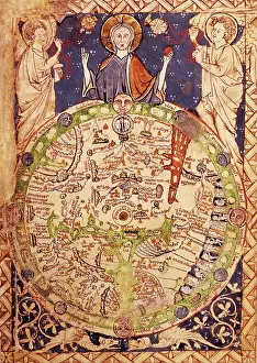 Ancient Geography Illustrations Drucke: Psalter Map, c1250. Creator: Unknown