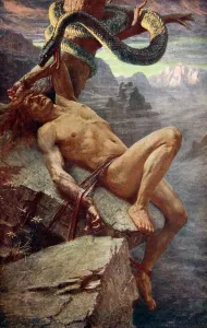 Nordische Mythologie Drucke: Strafenzug der Loki, 1890. Künstler: James Doyle Penrose