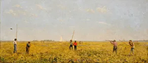 Drucke von Drängen für Eisenbahn, 1874 Thomas Eakins Drucke: Drängen auf Eisenbahn, 1874. Ersteller: Thomas Eakins
