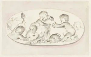 Dutch Heritage Artwork Drucke: Putti with the attributes of Bacchus, c.1752-c.1819. Creator: Juriaan Andriessen