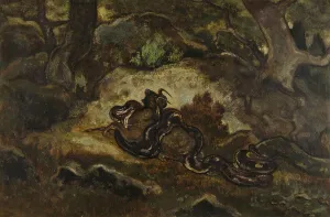 French Heritage Art Pieces Drucke: Python Crushing a Gnu, c1850s-1860s. Creator: Antoine-Louis Barye