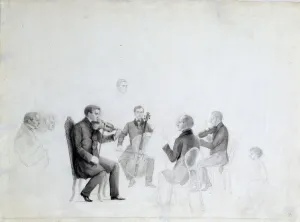 Violinist In Black And White Drucke: Quartet, 1840s