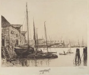 Fishing Boats In Harbour Drucke: Quebec, 1887. Creator: Stephen Parrish