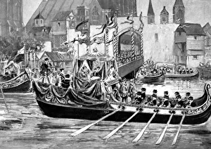 Königin Elisabeths Flusskrönungsprozession in London, 1558 (um 1905)