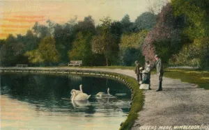 Vintage London Cityscape Drucke: Queens Mere, Wimbledon, c1910