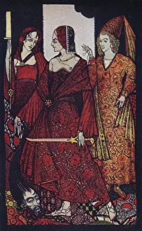 Könige der Queendom von Glann achteten die Moore von Gllanndia und Judit aus dem Buch des Gesetzes und Gloria Anna im Jahr 1910. Künstler: Harry Clarke