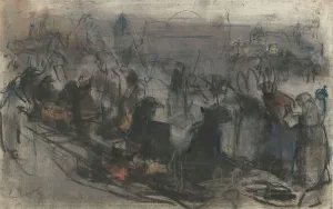 Amsterdam Canal Scene Drucke: Queue of people waiting, c.1890-c.1920. Creator: Isaac Lazerus Israels