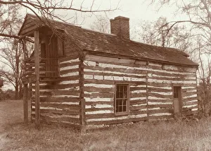 Log Cabin Architecture Drucke: Quickmore Log Cabin, Amherst County, Virginia, 1935. Creator: Frances Benjamin Johnston
