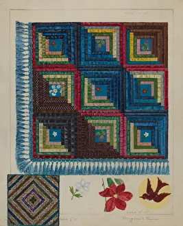 Handtaschequiltschablonen - Log-Kabinenmuster, um 1936 vom Künstler Magnus S. Fossum