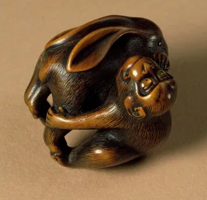 Japanese Art Heritage Drucke: Rabbit and Monkey (image 2 of 2), First half of 19th century. Creator: Naito Toyomasa