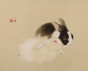 Japanese Fine Art Images Drucke: Rabbits, c1939. Creator: Takeuchi, Seiho (1864-1942)