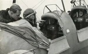 Second World War Aircraft Drucke: RAF pilot learning to fly during the Second World War, 1941. Creator: Charles Brown