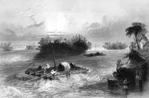 William Henry Bartlett Prints Drucke: Rapids on the approach to the village of Cedars, Canada, 1842. Artist: JC Bentley