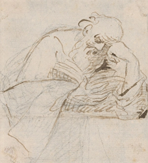 Sepia Toned Portrait Drucke: Reading saint, 1601/1700. Creator: Unknown