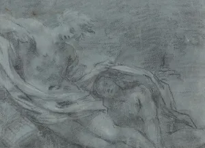 Black Chalk Artwork Drucke: Two Reclining Figures [verso]. Creator: Unknown
