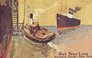Steamship History Drucke: Red Star Line passenger ship and tender, c1900. Creator: Unknown