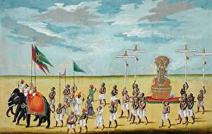 Indian Religious Art Drucke: Religious Procession, c1850. Creator: Unknown