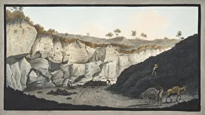 Italian Volcanic Landscape Drucke: Representation of a thick Stratum of Lava