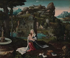 Christian Landscape Art Drucke: The Rest on the Flight into Egypt. Creator: Unknown