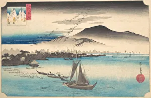 Japanese Coastal Scenery Drucke: Returning Geese at Katada, ca. 1832. ca. 1832. Creator: Ando Hiroshige