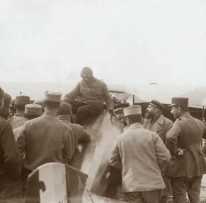 First World War Flight Drucke: Returning from a mission, c1914-c1918