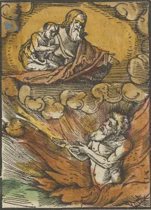 Drucke von Der reiche Mann im Himmel und der arme Lazarus auf Abrachs Schoß aus dem Plenum von 1517 Hans Schaufelein Drucke: Der Reiche im Himmel und der arme Lazarus auf Abraham's Schoß aus dem Plenum des Jahrhunderts 1517