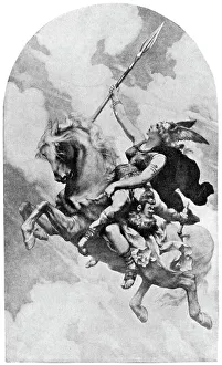 Nordische Mythologie Drucke: Ritt der Walküren, Künstler: Delitz