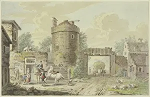Dutch Heritage Art Drucke: Riders halting at an old tower. Creator: Unknown