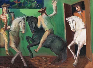 Oil On Canvas Painting Style Drucke: Riders (On Horses), 1936. Creator: Cyprian Majernik